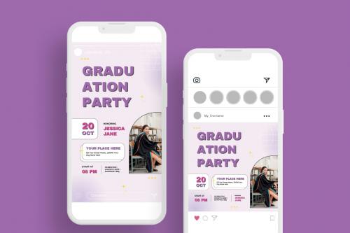 Light Purple Y2K Graduation Party Flyer Template