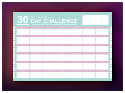 30 Day Challenge Monthly Calendar Layout 1 - 190567568
