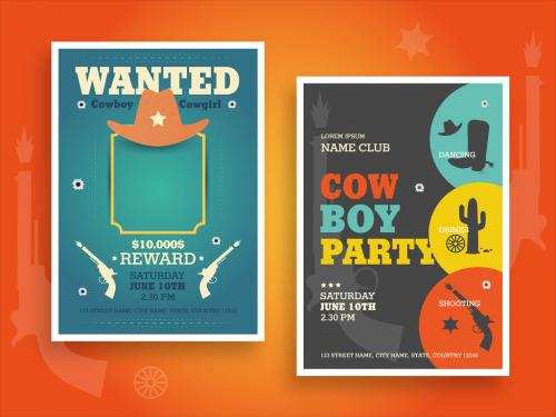 Western Themed Party Poster Layouts - 191080229