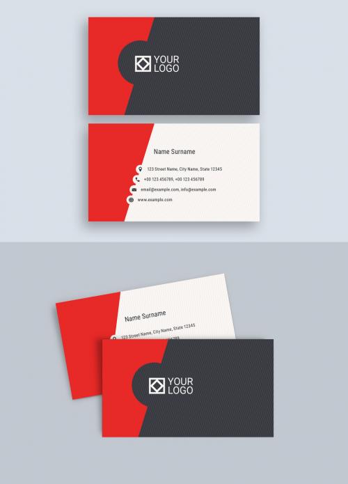 Red Cutout Business Card Layout - 191108116