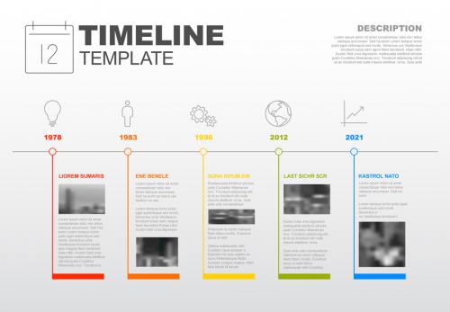 Horizontal Timeline Infographic with Photo Inserts and Business Icons - 192231783