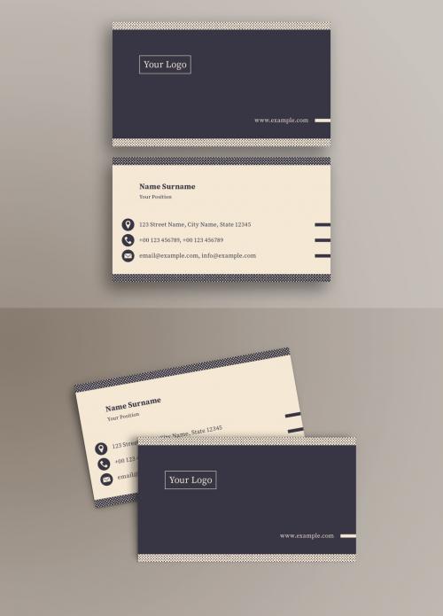 Business Card with Navy and Cream Accents - 192501409