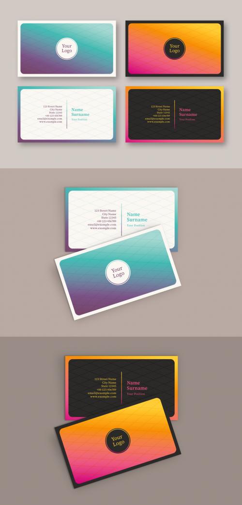 Business Card with Bright Gradient Layout - 192501443