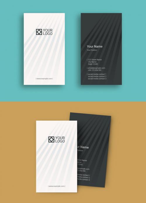 Striped Business Card Layout - 192656092