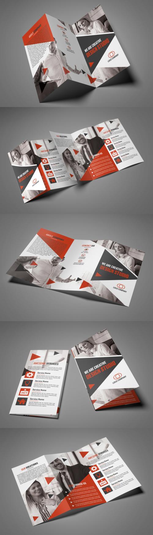 Trifold Brochure Layout with Triangular Elements 1 - 195221224