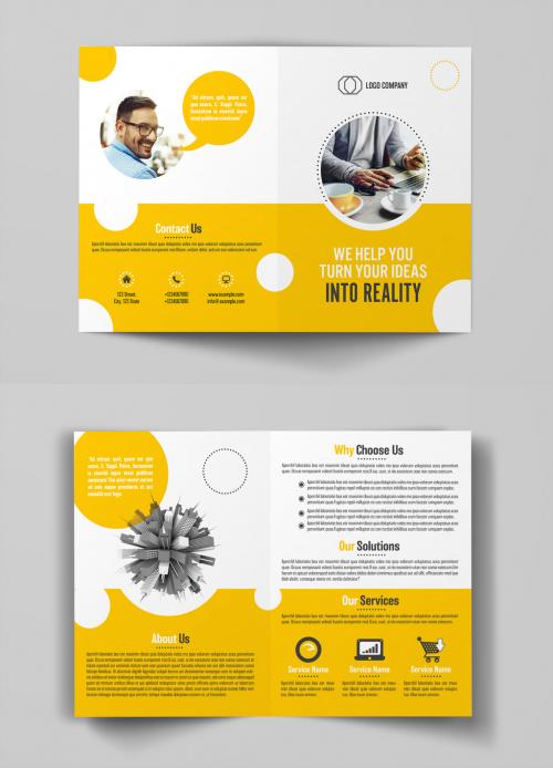 Brochure Layout Layout with Yellow Accents 1 - 195221966