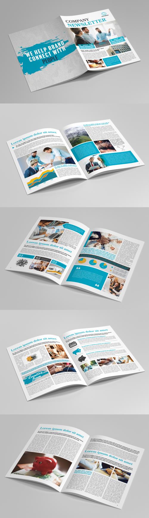 Newsletter Layout with Blue Accents and Texture Elements 1 - 195222185