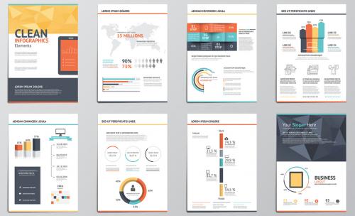 Geometric Element Eight Page Infographics Kit - 195644872