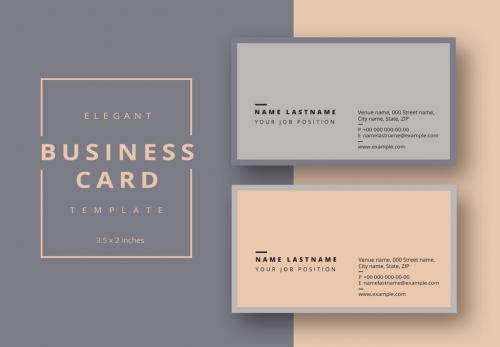 Business Card Layout with Gray and Tan Accents - 195883793