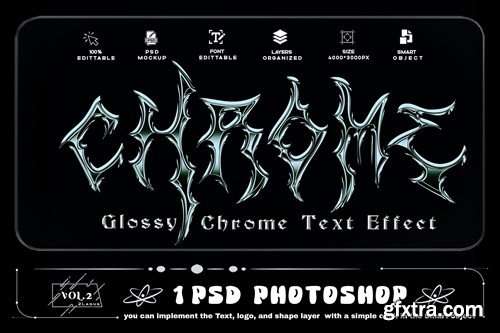 Glossy Chrome Text Effect PSD 2D6M9UZ