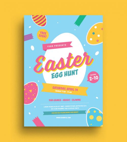 Colorful Easter Egg Hunt Flyer Layout - 196573188