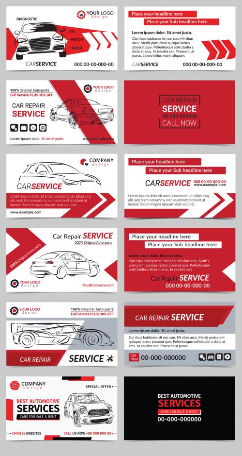 Six Automotive Services Business Card Layouts - 197221755