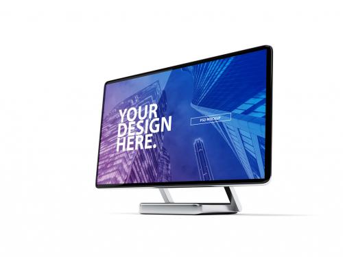 Side View Monitor Mockup on White Background - 197499842