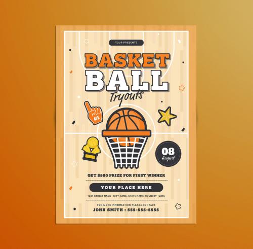 Basketball Tryouts Flyer Layout - 197547057