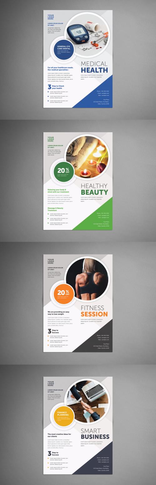 Business Flyer Layout with Circular Photo Elements - 197547378