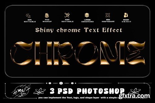 Shiny Chrome Text Effect 3 PSD UZV28E7