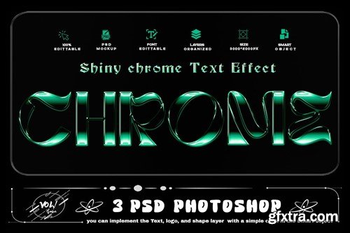 Shiny Chrome Text Effect 3 PSD UZV28E7