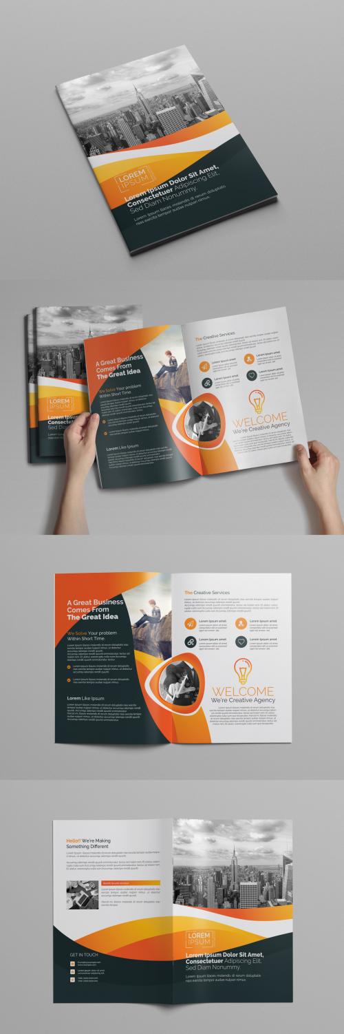 Orange and Gray Bi-Fold Brochure Layout - 197550358