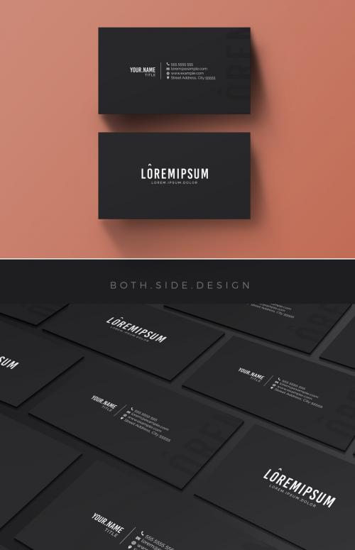 Grayscale Business Card Layout - 197663255