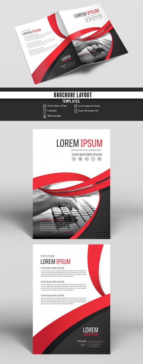 Business Brochure Cover Layout with Red Accents - 198239090