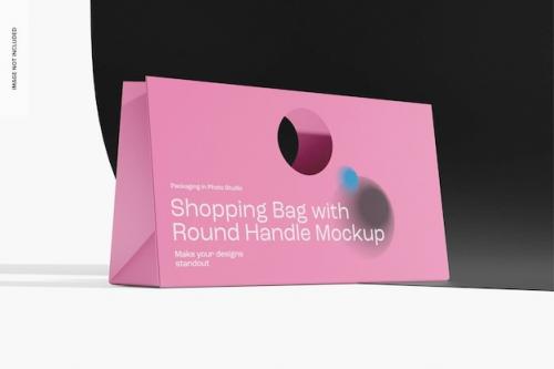 Premium PSD | Shopping bag with round handle mockup, left view Premium PSD