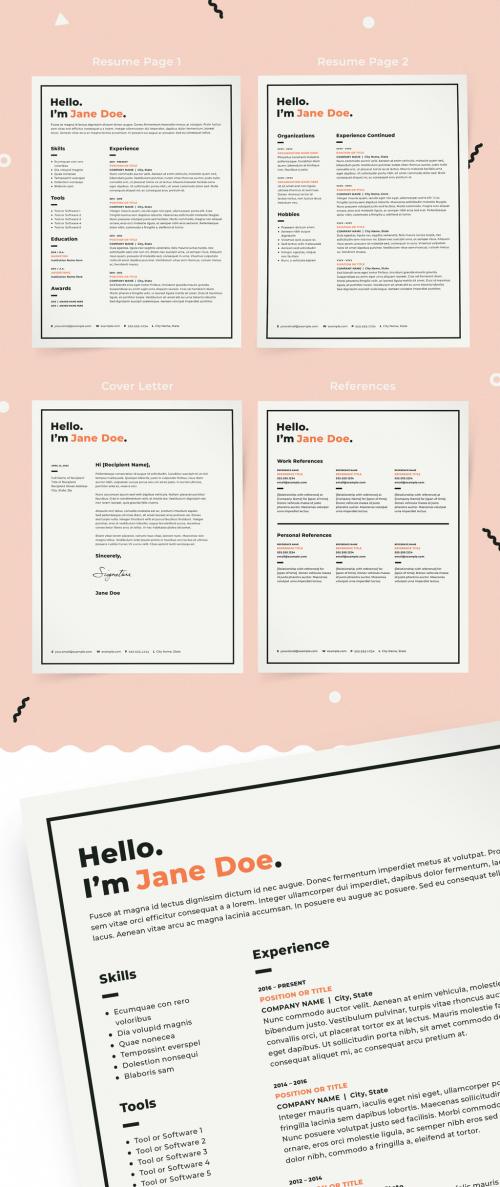 Resume Layout Kit with Orange Accents - 198247288