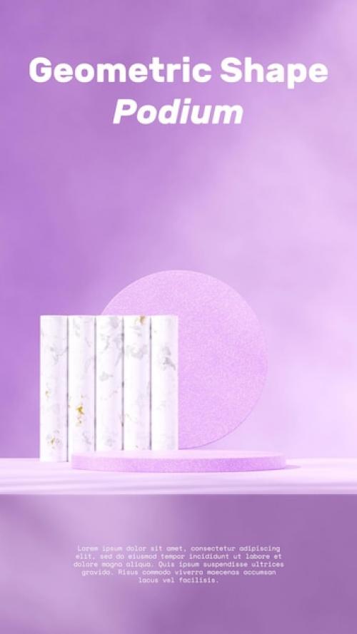 Premium PSD | Terrazzo textured podium in portrait purple wall and marble backdrop 3d render image blank mockup Premium PSD