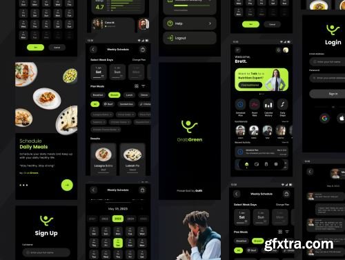 GrabGreen - Daily Healthy Food Meal Planner Mobile App UI Kit Ui8.net