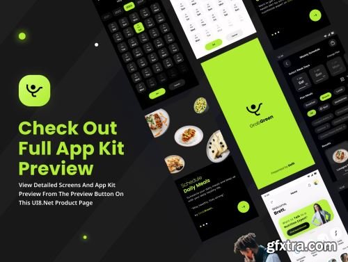 GrabGreen - Daily Healthy Food Meal Planner Mobile App UI Kit Ui8.net