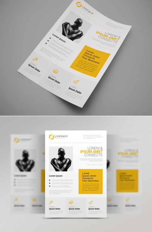 Minimal Yellow White Flyer Layout - 199493107