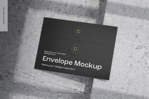 Premium PSD | Envelope on concrete background mockup, top view Premium PSD