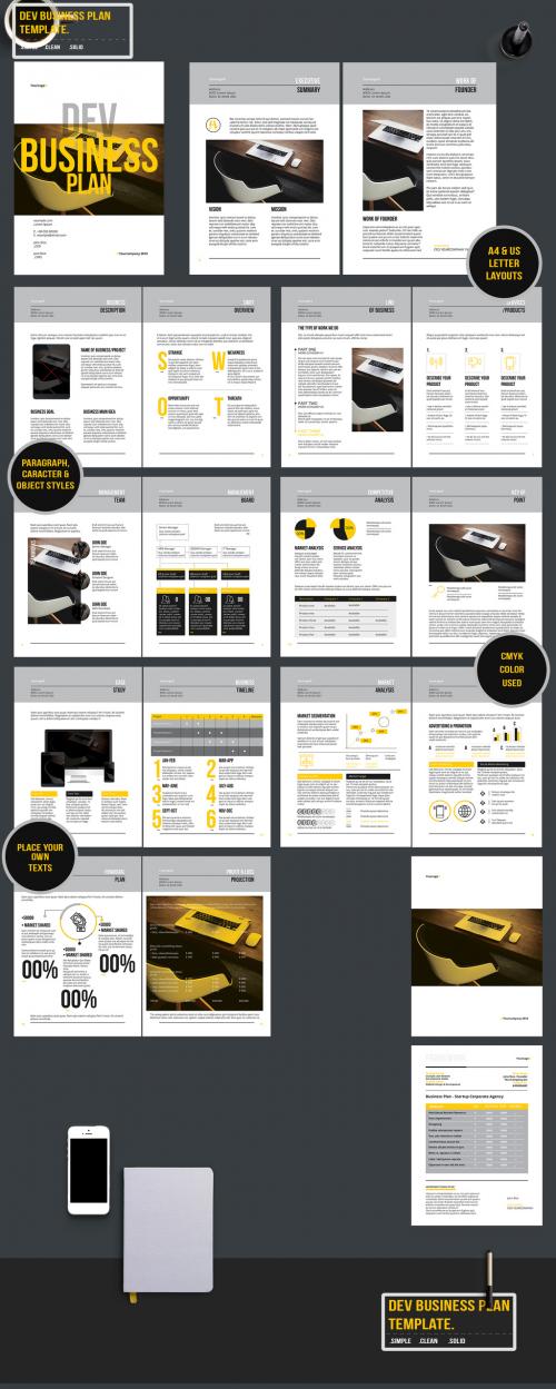 Business Plan Layout with Yellow Accents - 199989047