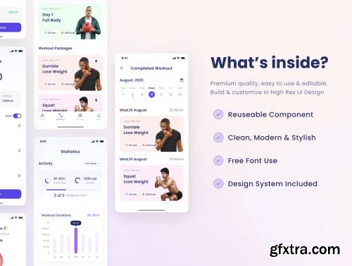 Fitfe - Workout Fitness Mobile App UI Kit Ui8.net
