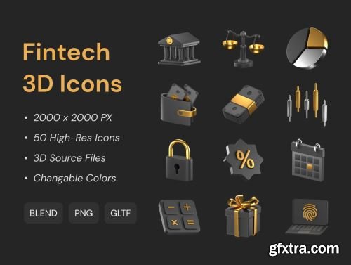 Fintech 3D Icons Ui8.net