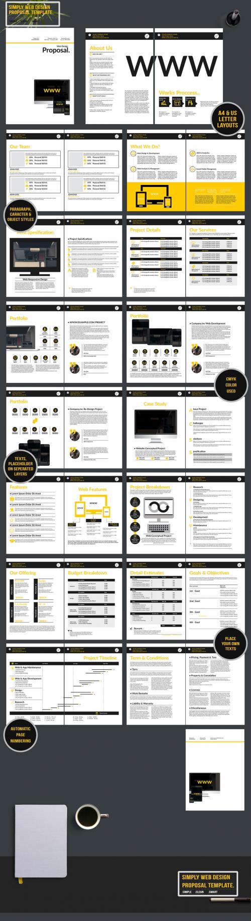 Website Design Proposal Layout with Yellow Accents - 199989500