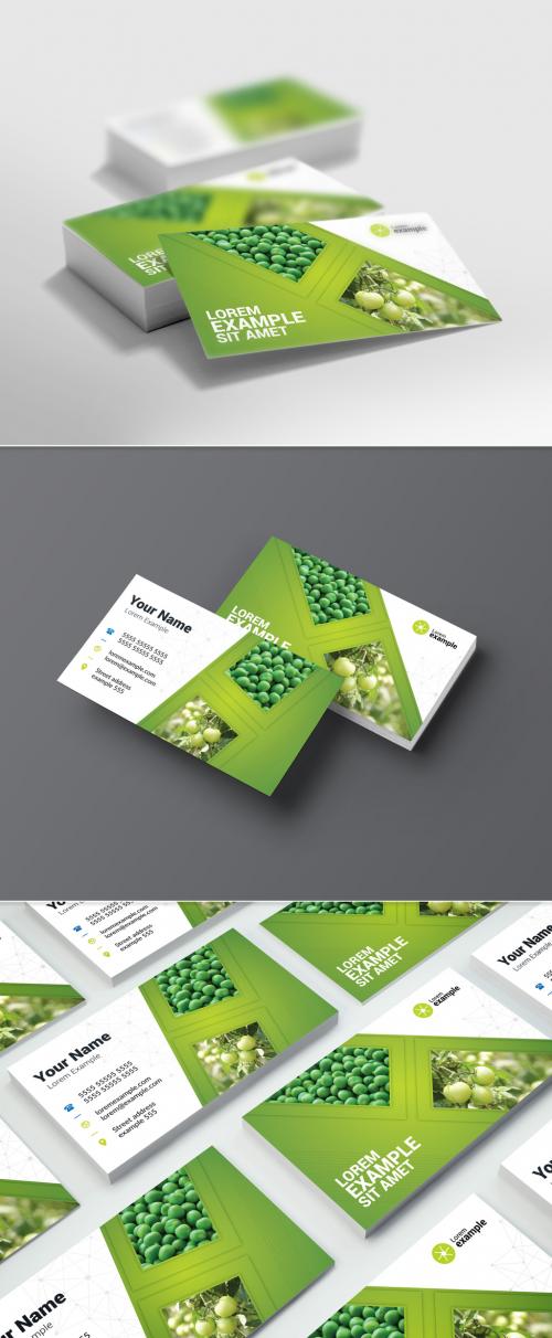 Green Gradient Business Card Layout - 200292657