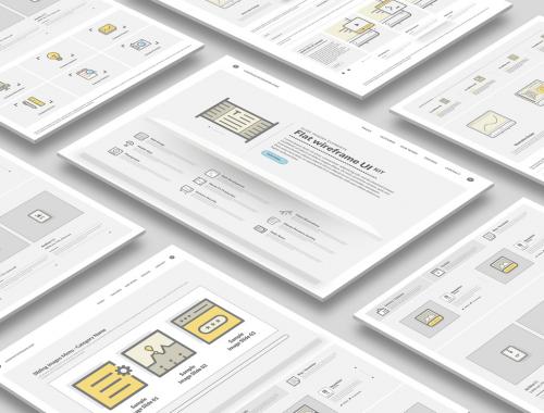 Flat Wireframe UI Layout Kit  - 200304136