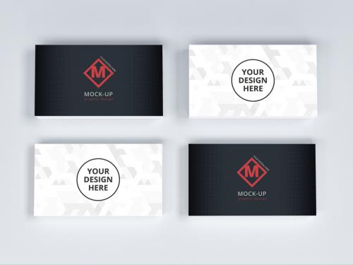 4 Horizontal Business Cards on Gray Mockup - 200436200