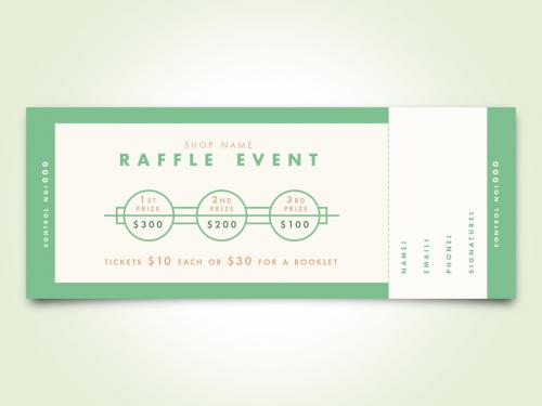 Raffle Ticket Layout with Green Accents - 201093100