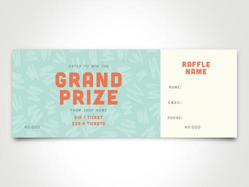 Raffle Ticket Layout with Green Textured Background - 201093504