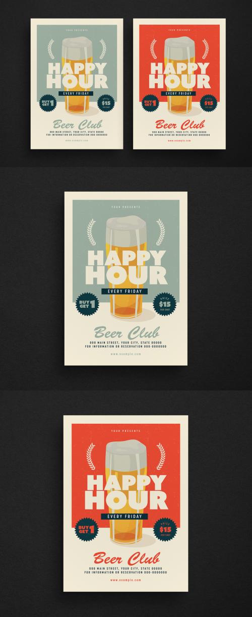 Retro Happy Hour Event Flyer Layouts - 202098578