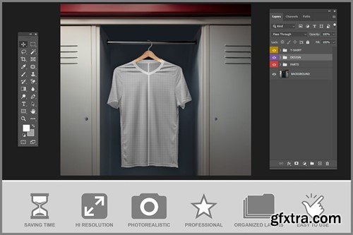 T-Shirt on Hanger Mockup - V Neck TWQBXD7