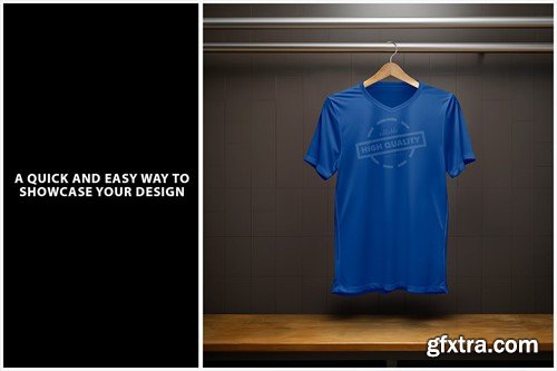 T-Shirt on Hanger Mockup - V Neck URMEZCT