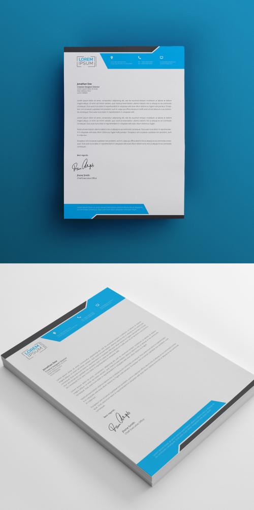 Blue and White Letterhead Layout - 203955518