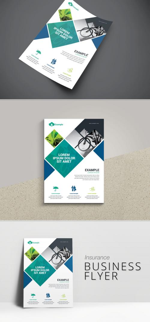 Business Flyer Layout with Diamond Photo Elements - 204144452