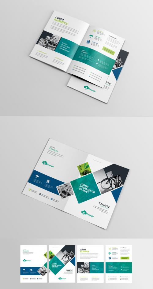 BiFold Business Brochure Layout with Diamond Photo Elements - 204144829