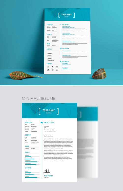 Resume Layout with Blue Header and Accents - 204276674