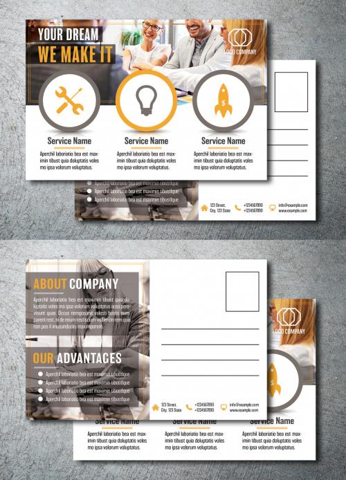 Business Postcard Layout with Orange Accents - 204290442