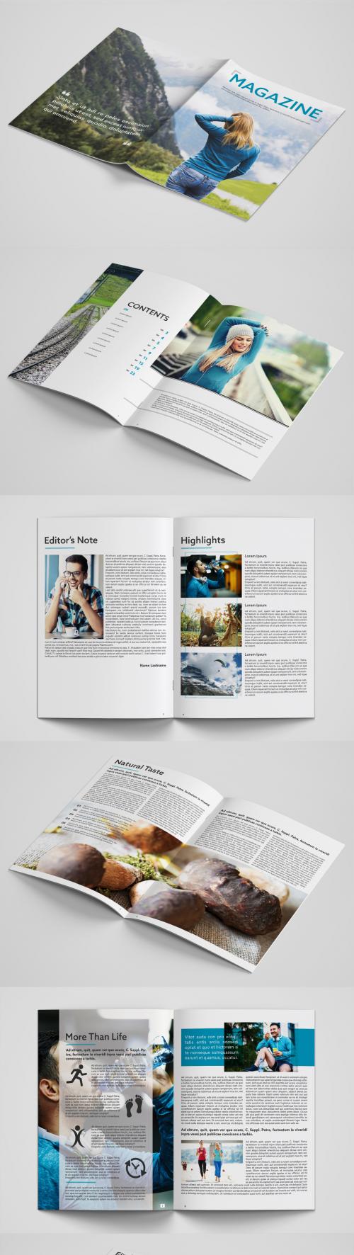 Magazine Layout with Blue Accents - 204290547