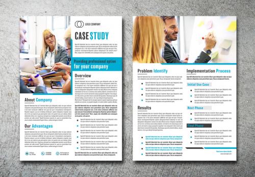 Brochure Layout with Blue Accents - 204290934